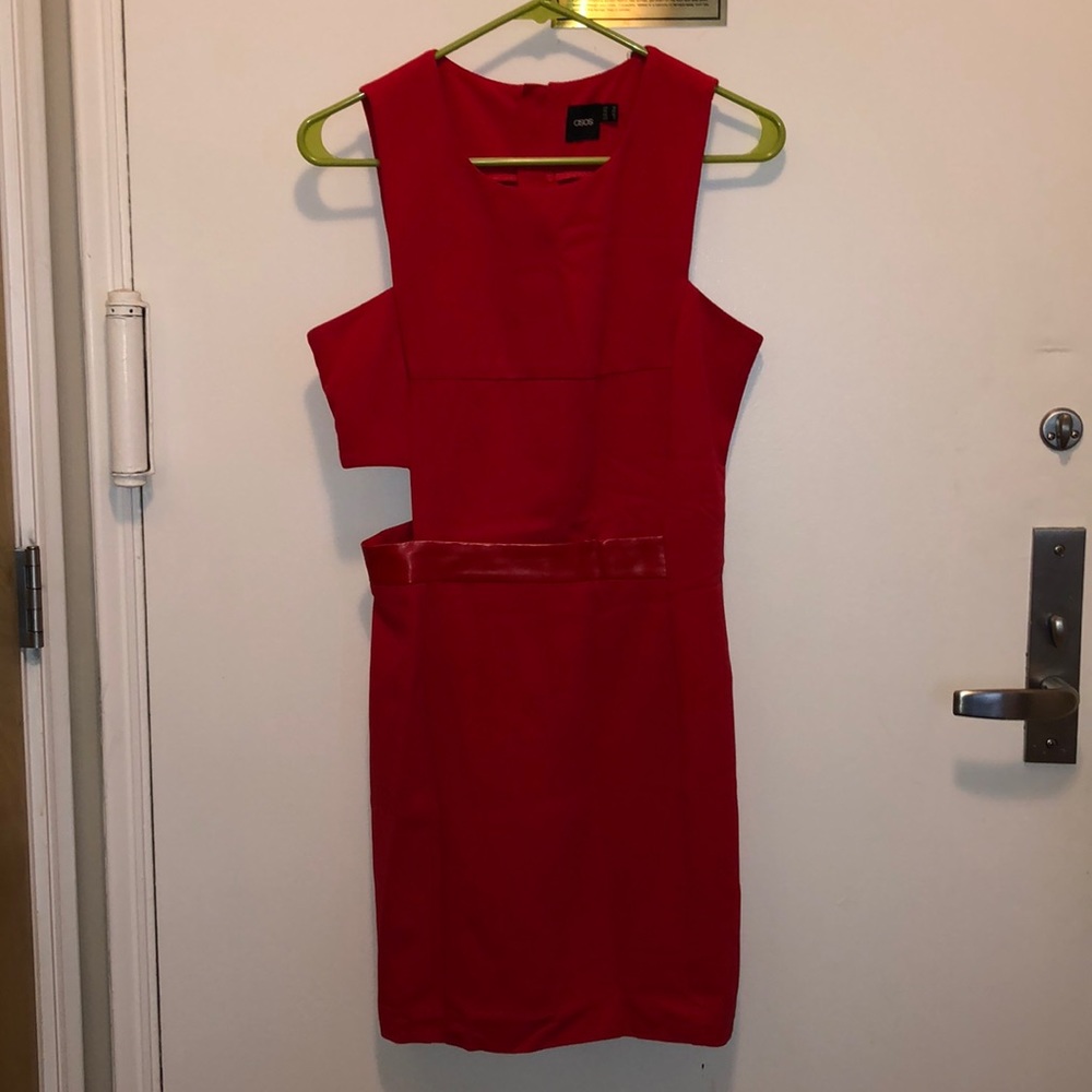 ASOS red mini dress with side cut out, barely worn